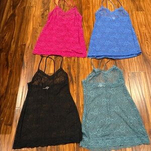 Victoria's Secret Lace Chemises - Fuchsia, Sapphire, Ebony, Jade